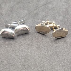 2 Classic Sets of Cufflinks for Men Silver And Gold Tone Simple Design